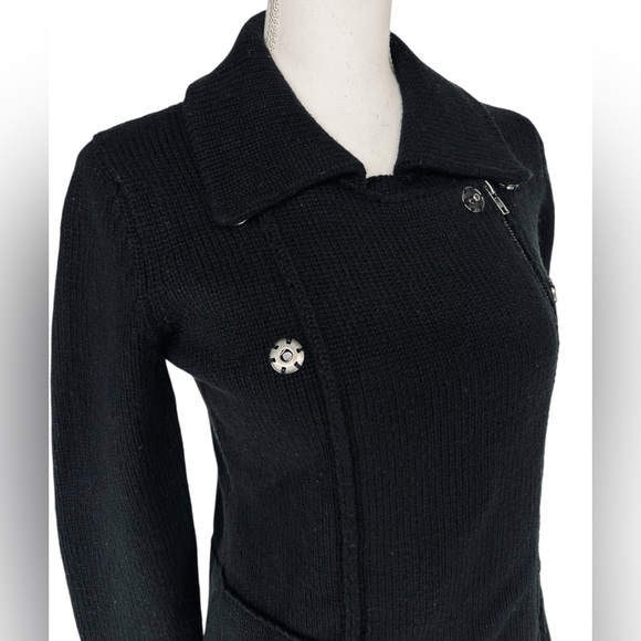 CAROLE LITTLE / Black Moto Sweater / Small - Picture 6 of 9